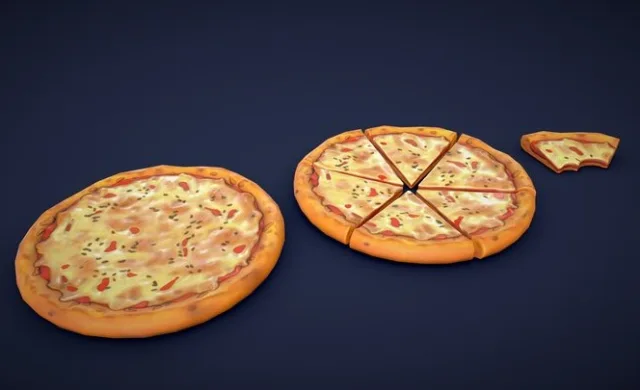 Stylized Cheese Pizza Low Poly (PBR)