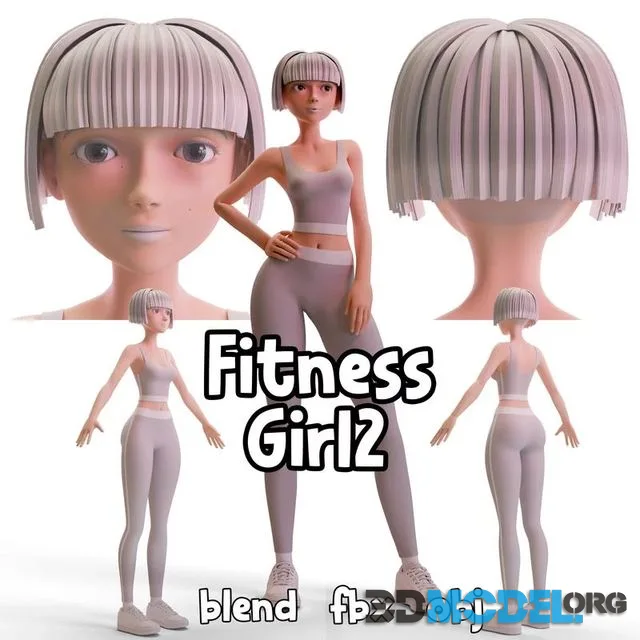 Stylized Fitness Girl 2 (PBR)
