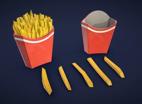 Stylized French Fries Low Poly (PBR)