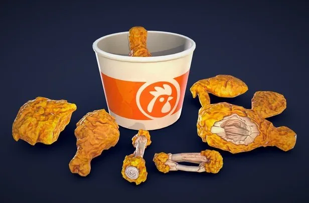 Stylized Fried Chicken Low Poly (PBR)