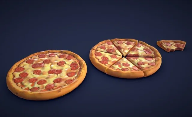 Stylized Pepperoni Pizza Low Poly (PBR)