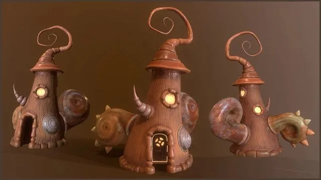 Stylized Shell Gnome House Low-poly (PBR)