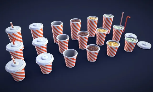 Stylized Soda Cups Low Poly (PBR)