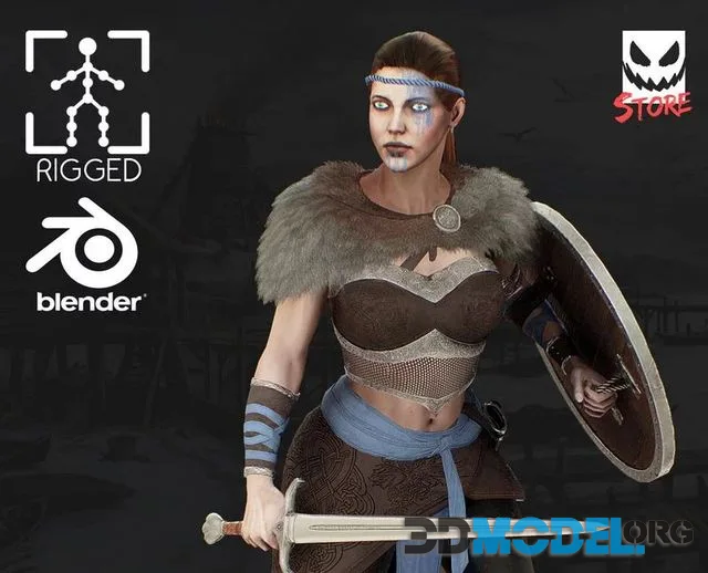 Viking woman Low-poly (PBR)