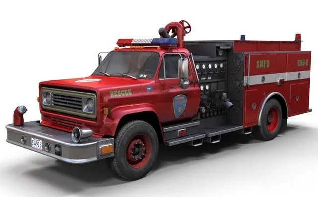 Vintage fire truck (PBR)