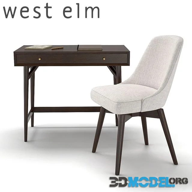 West Elm Mid-Century Mini Desk – Dark Mineral and Swivel Office Chair