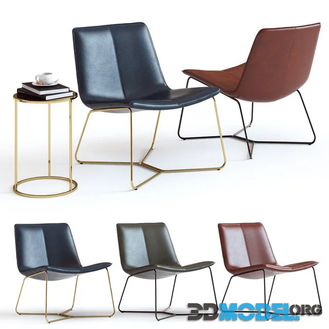 West Elm Slope Leather Lounge Chair