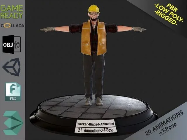 Worker1 Animations Pack Low-poly (PBR)