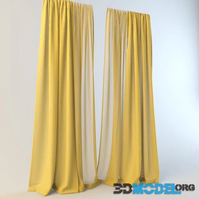 yellow curtains with tulle