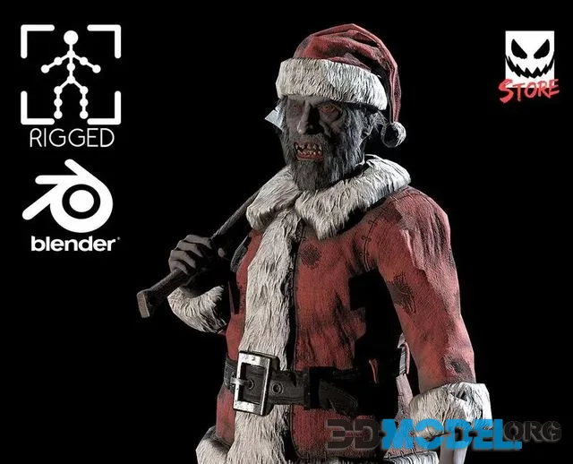 Zombie Santa Low-poly (PBR)