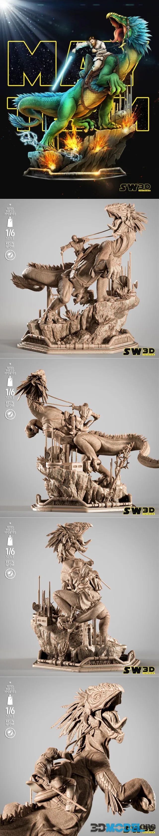 SW3D - Obi Wan on Boga Sculpture – Printable