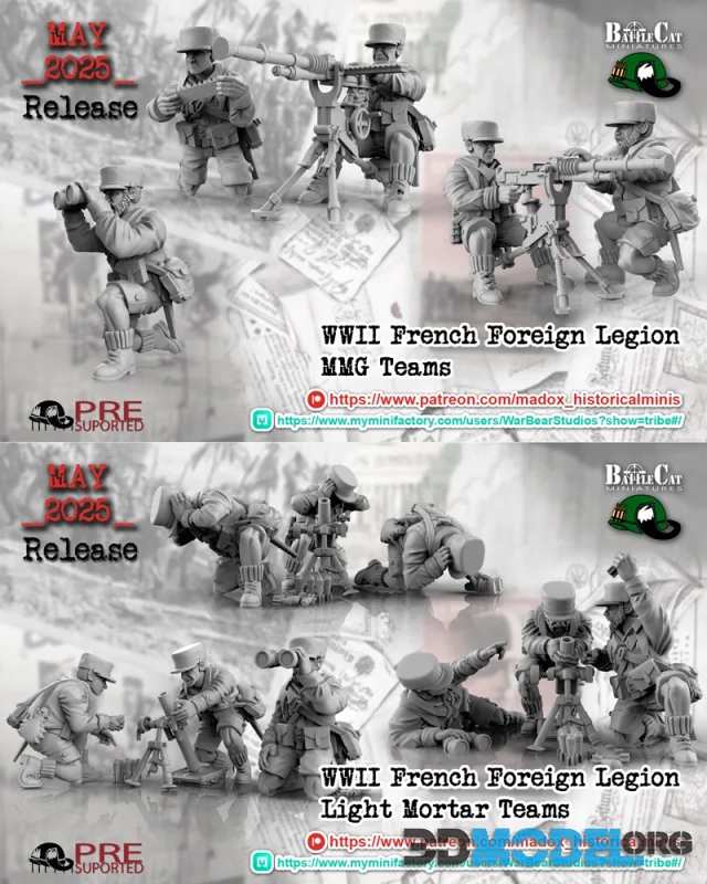 WWII FFL Light Mortar Teams and WWII FFL MMG teams – Printable
