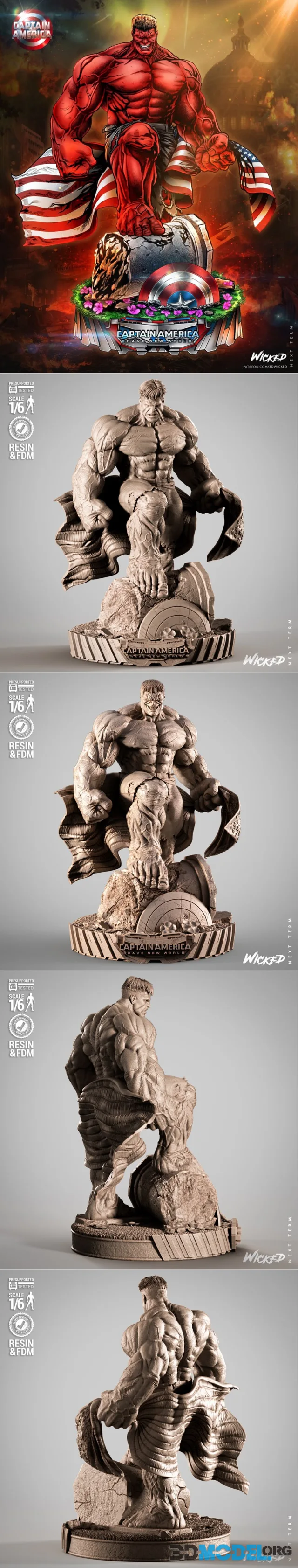 WICKED - Red Hulk Sculpture – Printable