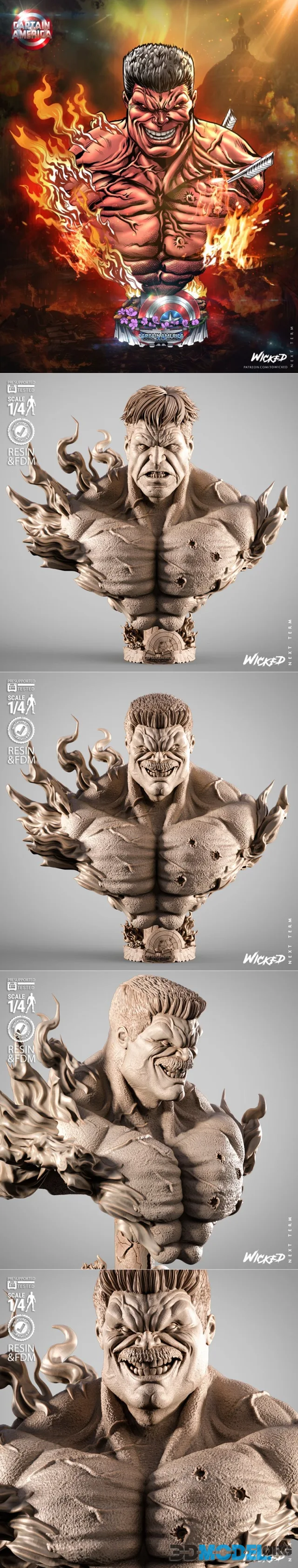 WICKED - Red Hulk Portrait Bust – Printable