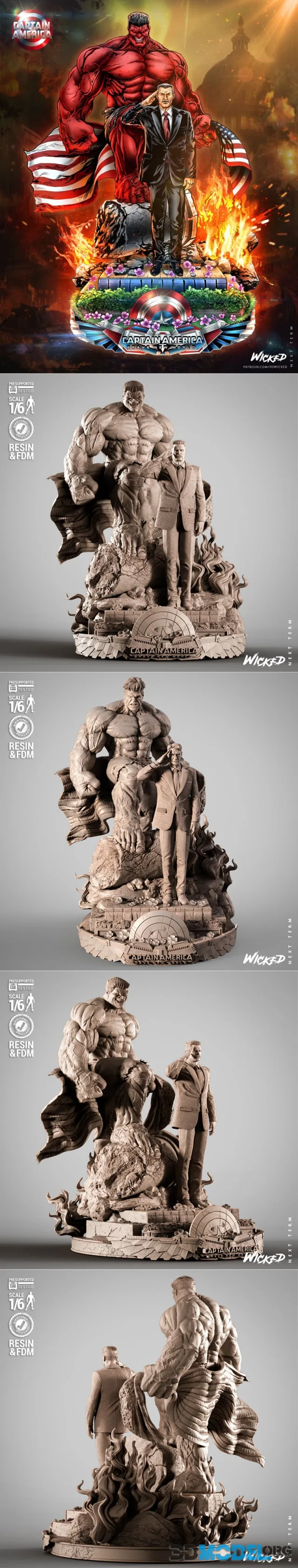 WICKED - Red Hulk and Ross Diorama – Printable