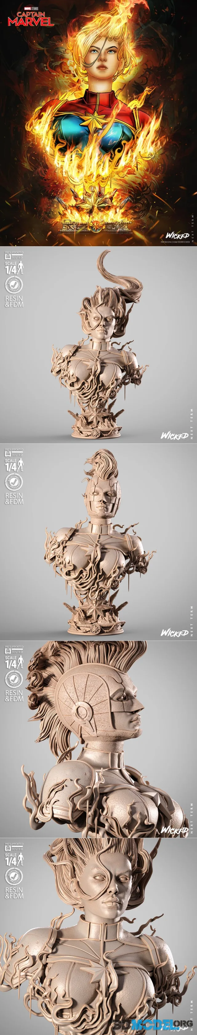 WICKED - Captain Marvel Portrait Bust – Printable