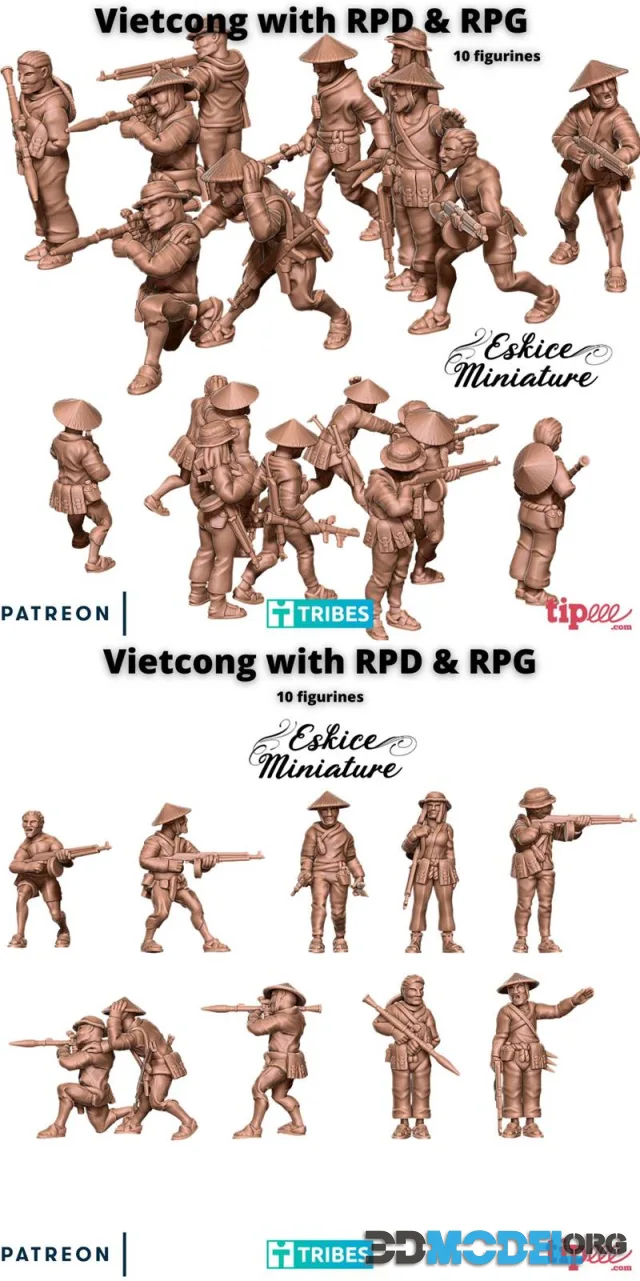 Vietcong with RPD & RPG – Printable