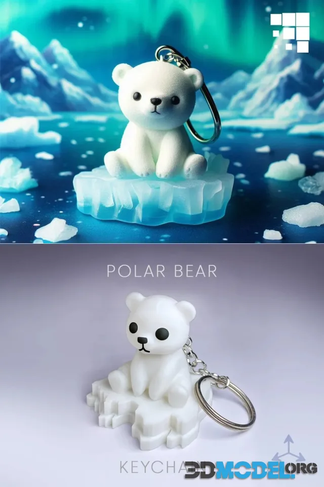 Dude Polar Bear Keychain – Printable