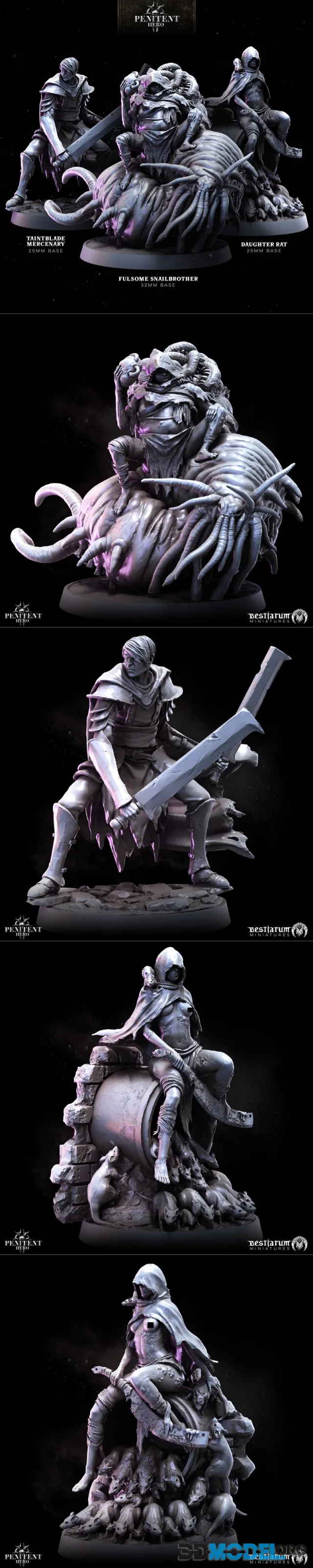 Bestiarum Miniatures - The Underdwell - Penitent Heroes Collection – Printable