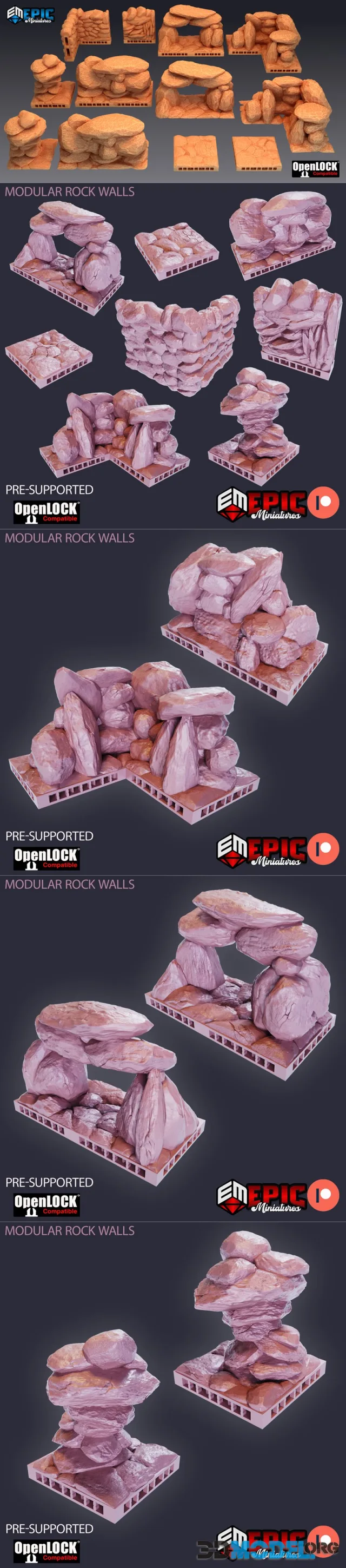 Modular Rock Walls (Open Lock) – Printable