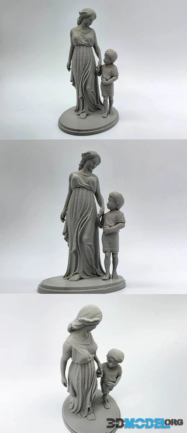 Mother and Son Walking Sculpture – Printable