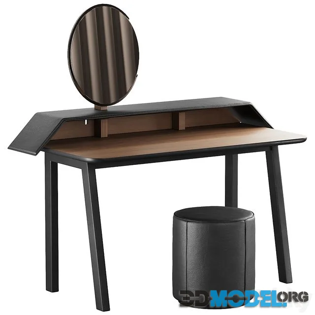 327 Vanity Desk 04 Tolda Desk by Miniforms and Fredericia Mono Pouf