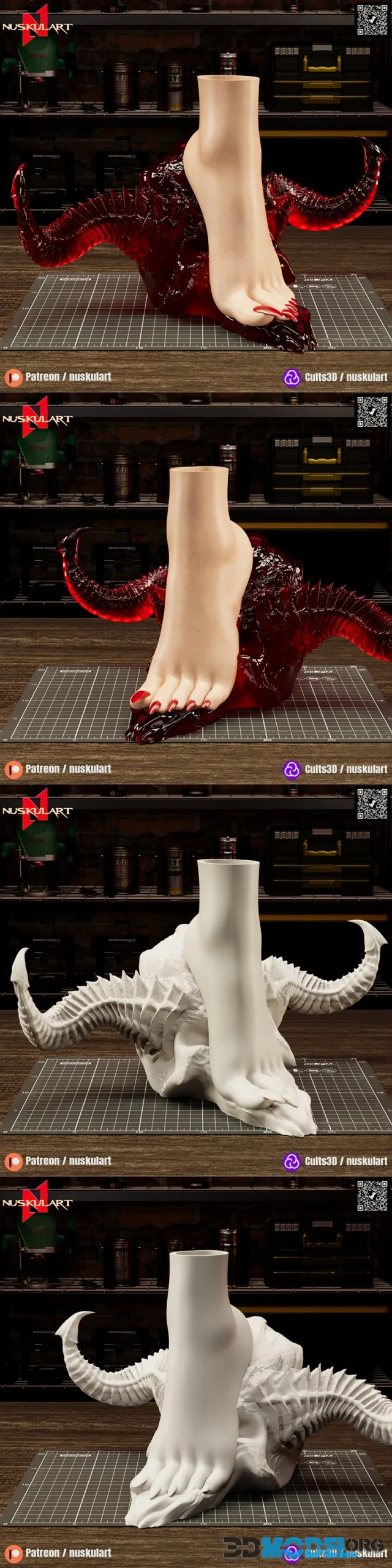 Nuskul Art - Vampire Girl Foot Vase With Demon Head (Vase) – Printable