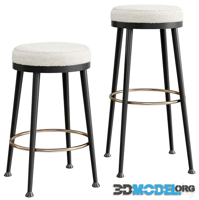 ATLAS SHEARLING WHITE STOOL