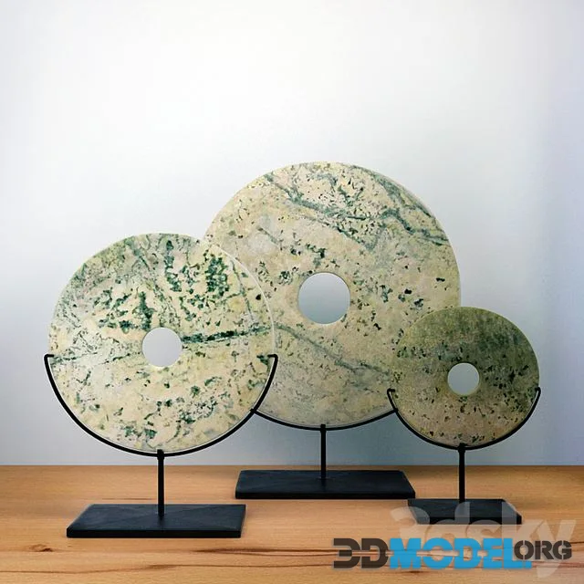BALSAMO - Set of Three Cream and Grey Disc Sculptures