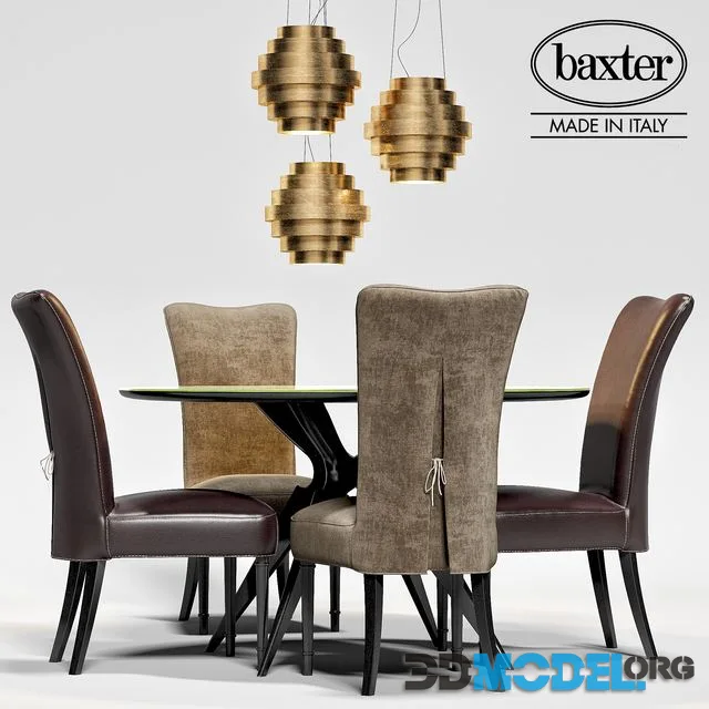 Baxter table LIQUID LUNCH, LEVANTE chair, lamp GUGGIE
