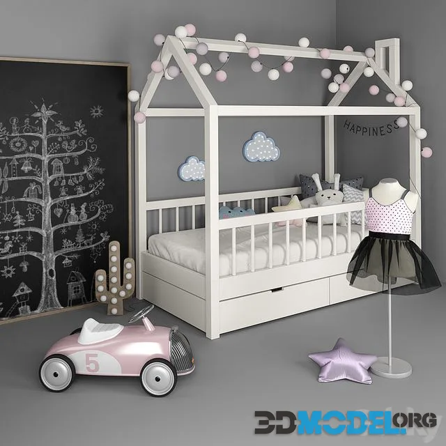 Bed house with a set of accessories for a nursery 2