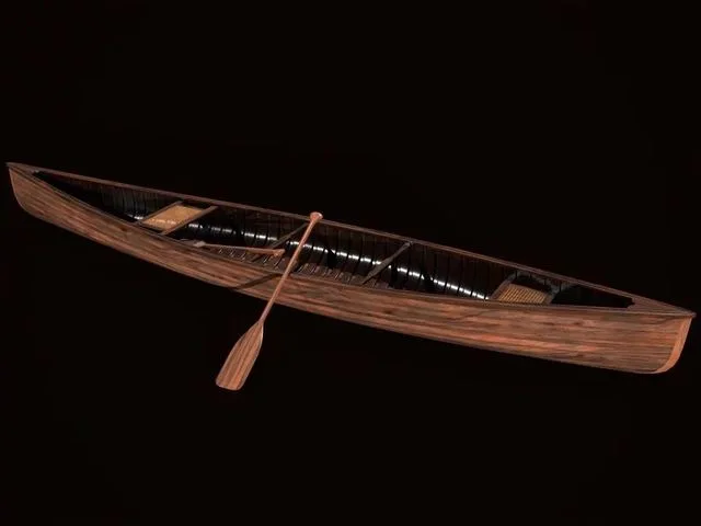 Canoe with Paddle Low-poly (PBR)
