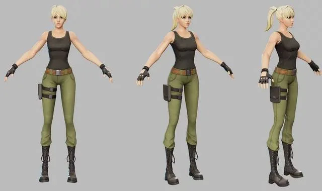 Cartoon Female Soldier Low-poly (PBR)