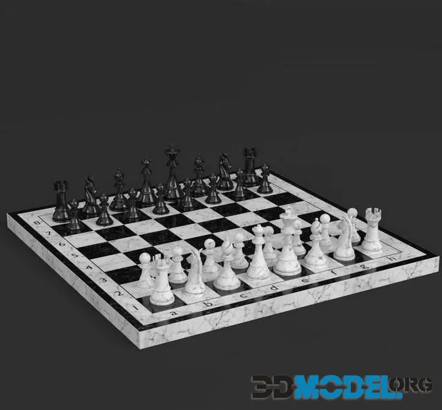 Chess set board with pieces (PBR)