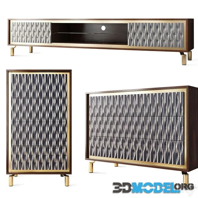 Chest of drawers and TV stand GOLD. Tvstand, dresser by Nills