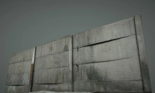 Concrete Fence Wall Game Ready Scan (PBR)
