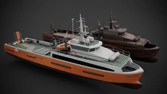 Crew boat Low-poly (PBR)