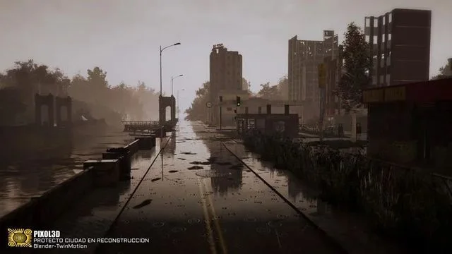 Destroyed city Low-poly (PBR)