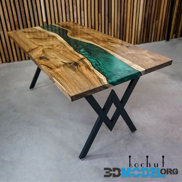 Dining table Greenwich platforms European walnut, epoxy resin