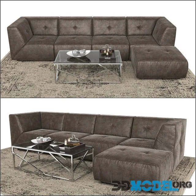 Divani Casa Sectional Sofa and Ottoman