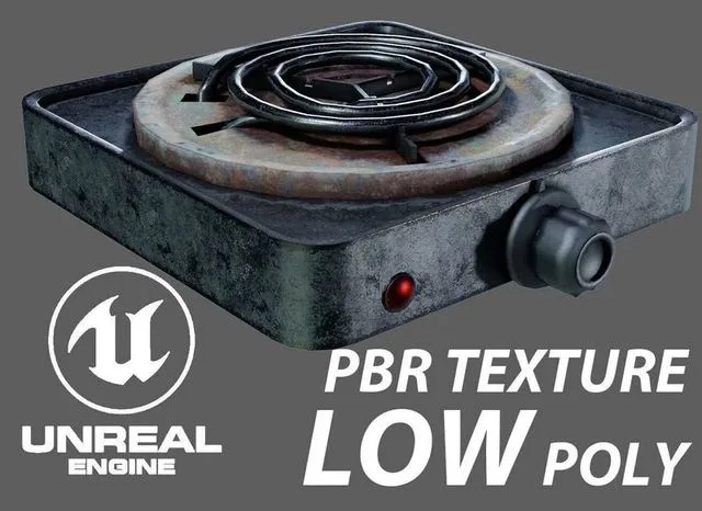 Electric Hotplate Low-poly (PBR)