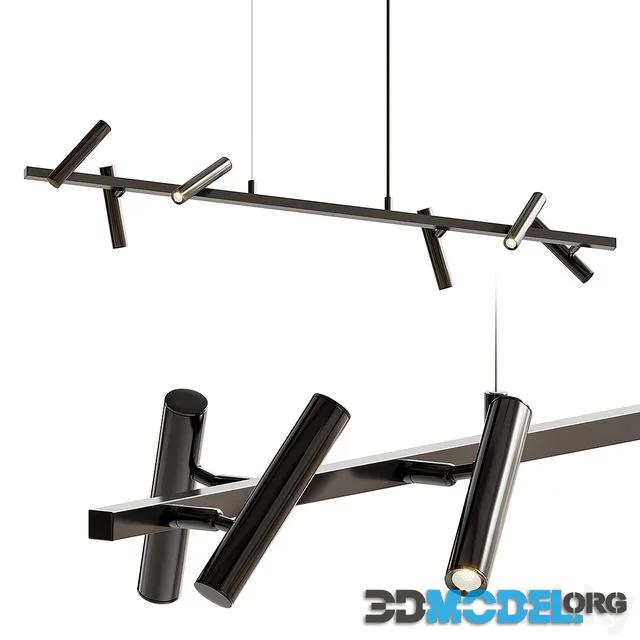 Elongated black leeds long mj chandelier