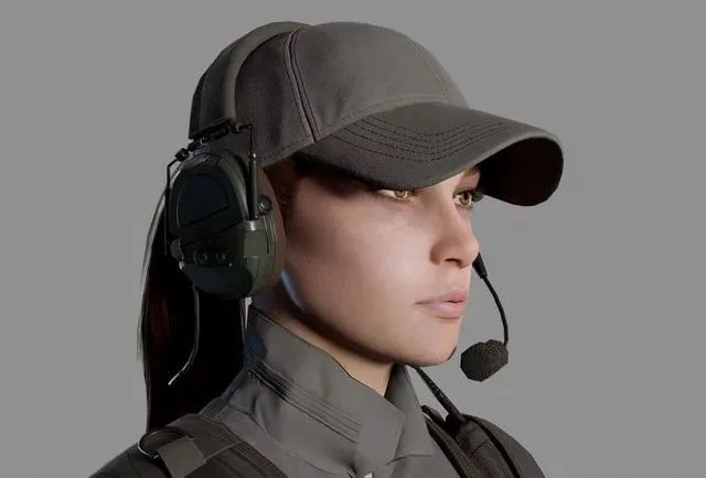 Female Soldier with a long tail Low-poly (PBR)