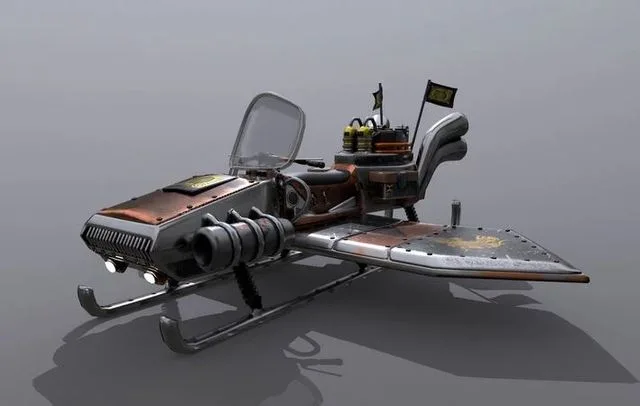 Flying steampunk motorcycle (PBR)