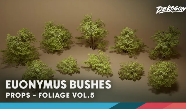 Foliage VOL.5 - Euonymus Bushes (Nanite and Low Poly)