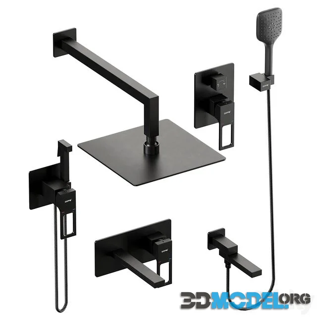 Gappo Shower Set Black Wall Mounted 001