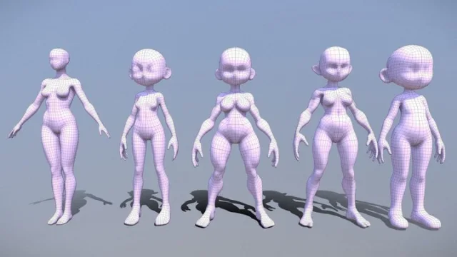 Girls Stylized Basemeshes With Topology (PBR)