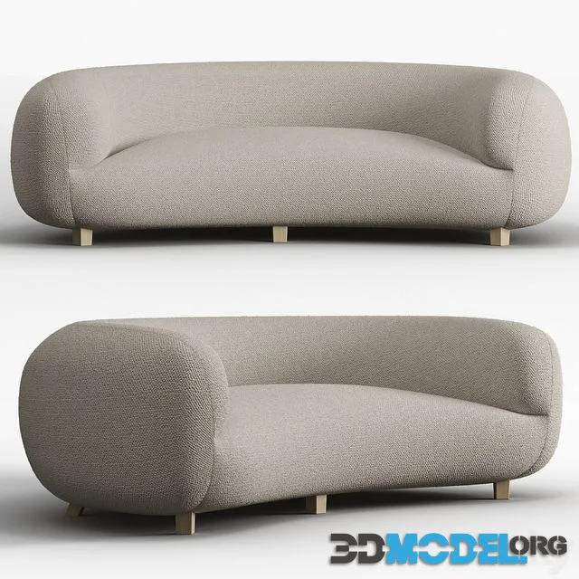 Gorgeous Large Three-Seat Danish Curved Sofa