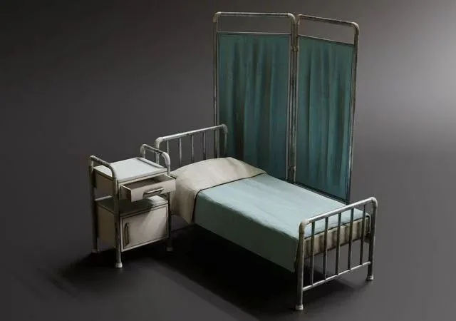 Hospital Bed – Divider – Nightstand Low-poly (PBR)