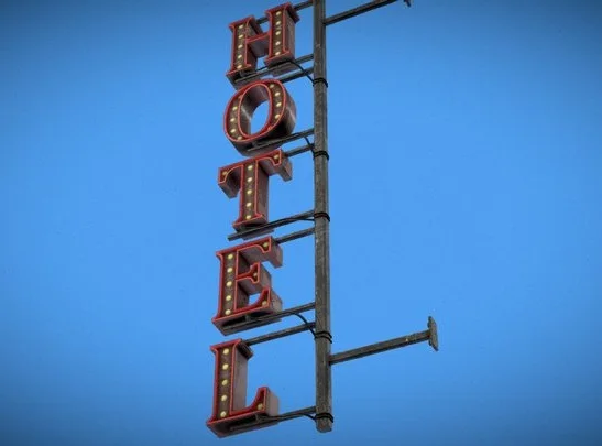 Hotel Sign Game Ready Props Low Poly 3D Model (PBR)
